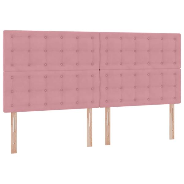 Bett mit Stauraum und LED mit Matratze Rosa 200 x 200 cm Samt