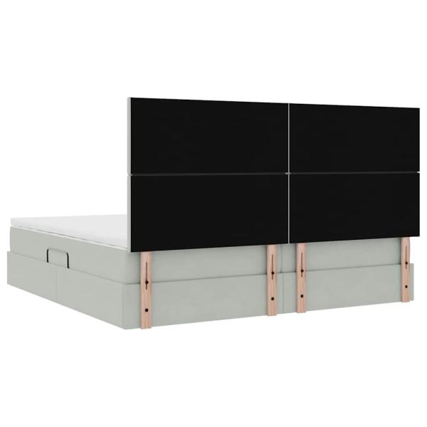 ARDEBO.de - Bett mit LED-Lichtleisten Hellgrau 200 x 200 cm Samt