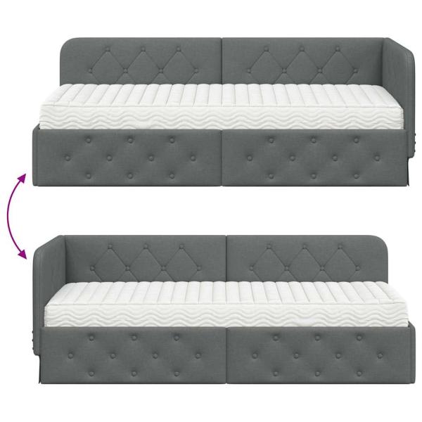 Eckbettgestell Dunkelgrau 80 x 200 cm Stoff