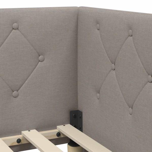 Eckbettgestell mit Matratze Taupe 90 x 190 cm Stoff