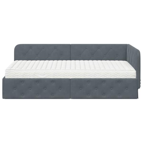 Eckbettgestell Dunkelgrau 100 x 200 cm Samt