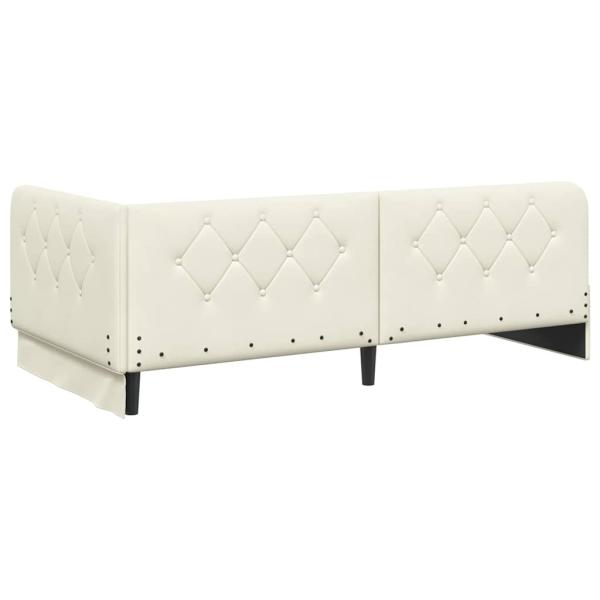 Eckbettgestell mit Matratze Creme 100 x 200 cm Samt