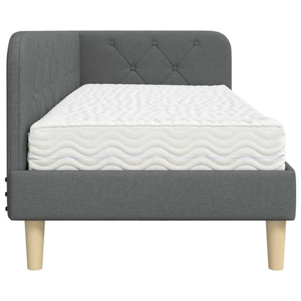 Eckbettgestell mit Matratze Dunkelgrau 80 x 200 cm Stoff