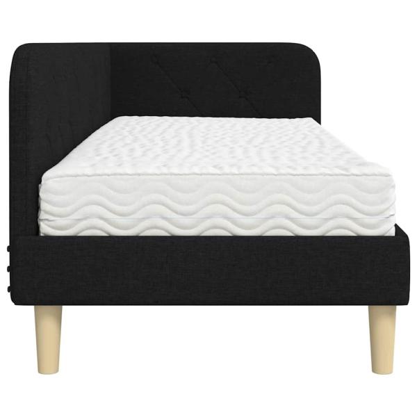 Eckbettgestell mit Matratze Schwarz 80 x 200 cm Stoff