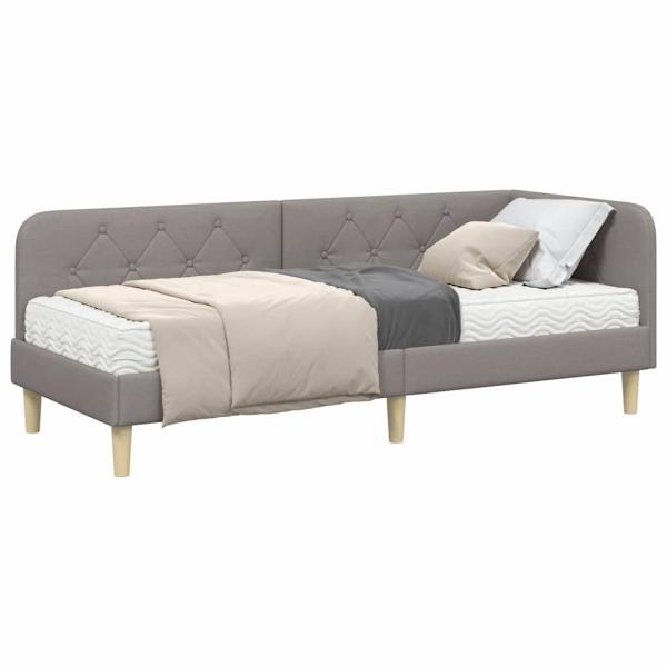 Eckbettgestell mit Matratze Taupe 80 x 200 cm Stoff