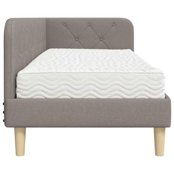 Eckbettgestell mit Matratze Taupe 80 x 200 cm Stoff