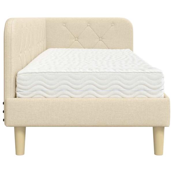Eckbettgestell mit Matratze Creme 80 x 200 cm Stoff