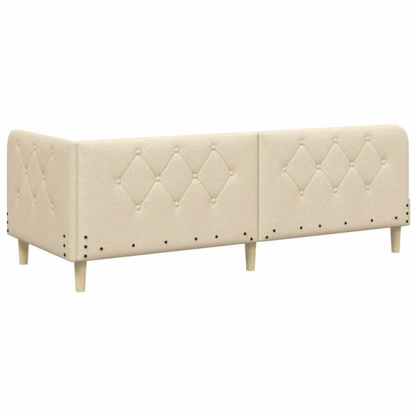 Eckbettgestell mit Matratze Creme 80 x 200 cm Stoff