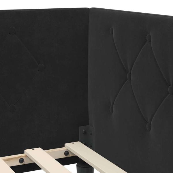 Eckbettgestell mit Matratze Schwarz 100 x 200 cm Samt