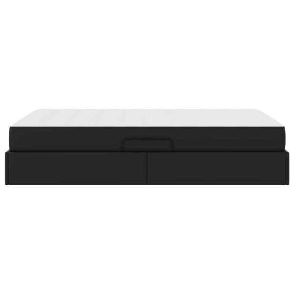 Aufbewahrungsbett mit Matratze Schwarz 120 x 190 cm Kunstleder