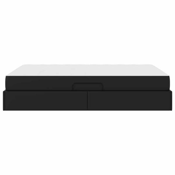Aufbewahrungsbett mit Matratze Schwarz 140 x 190 cm Kunstleder