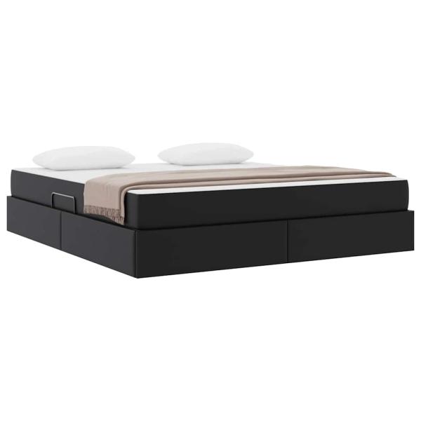 Aufbewahrungsbett mit Matratze 2 stk. Schwarz Leder