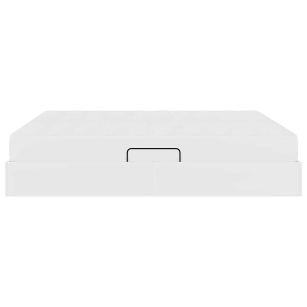 Aufbewahrungsbett mit Matratze Weiß 180 x 200 cm Kunstleder