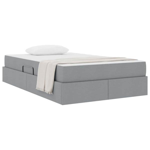 Aufbewahrungsbett mit Matratze Hellgrau 120 x 200 cm Polyester