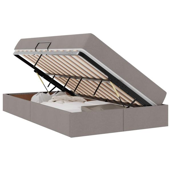 Aufbewahrungsbett mit Matratze Taupe 120 x 200 cm Polyester