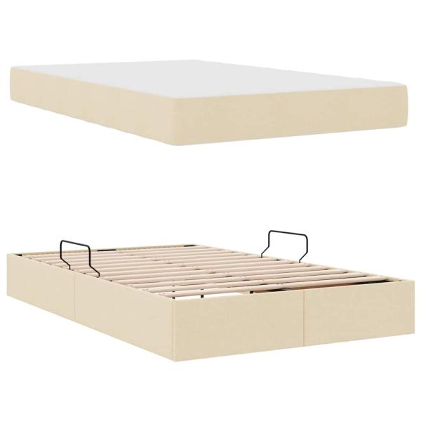 Aufbewahrungsbett mit Matratze Creme 120 x 200 cm Polyester