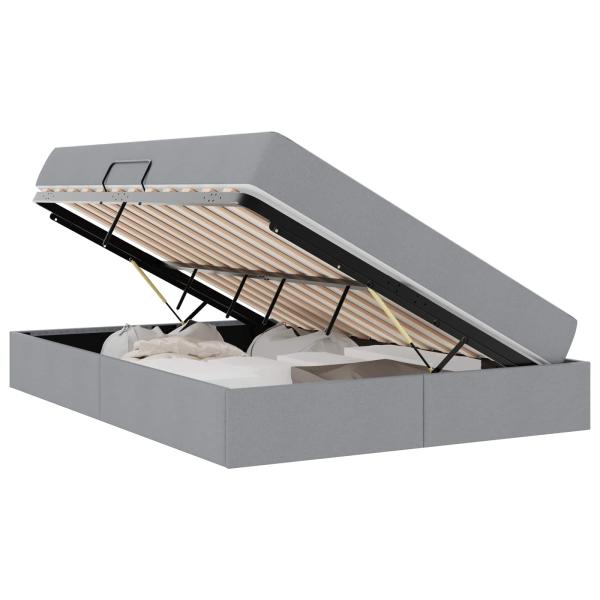 Aufbewahrungsbett mit Matratze Hellgrau 140 x 200 cm Polyester