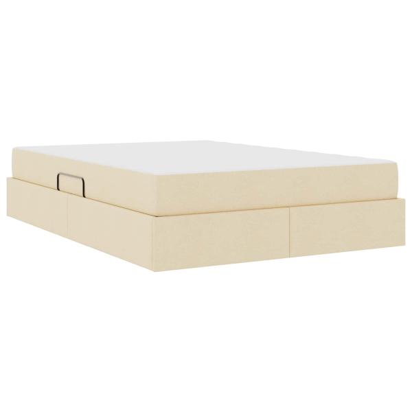 Aufbewahrungsbett mit Matratze Creme 140 x 200 cm Polyester