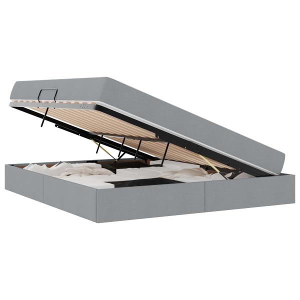 Aufbewahrungsbett mit Matratze Hellgrau 160 x 200 cm Polyester