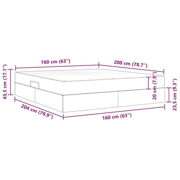 Aufbewahrungsbett mit Matratze Hellgrau 160 x 200 cm Polyester