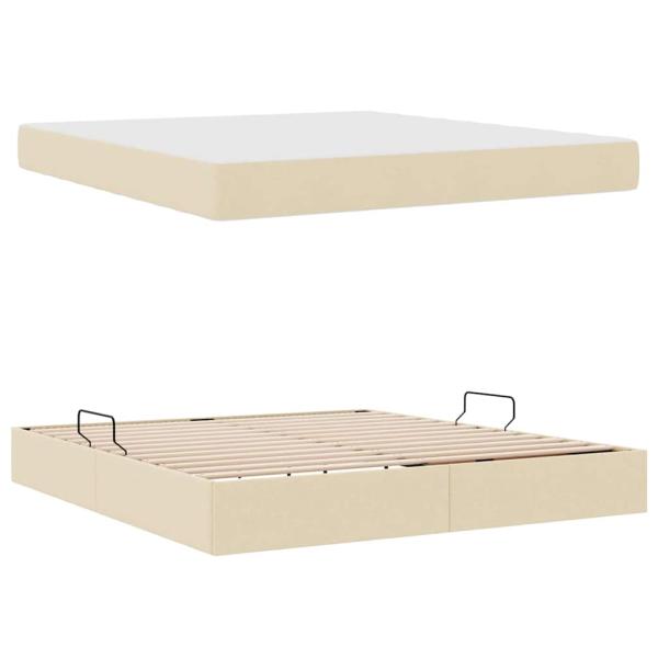 ARDEBO.de - Aufbewahrungsbett mit Matratze Creme 160 x 200 cm Polyester