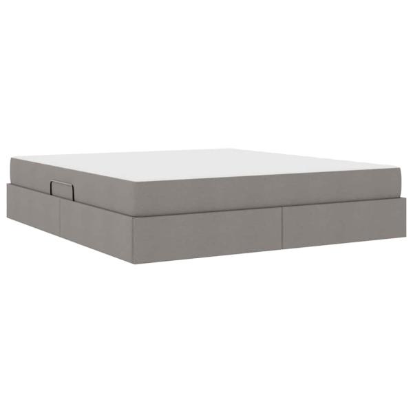 Aufbewahrungsbett mit Matratze Taupe 180 x 200 cm Polyester