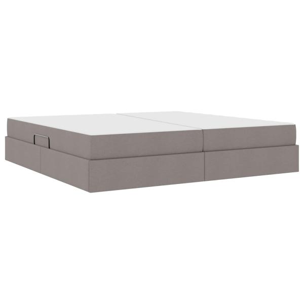 Aufbewahrungsbett mit Matratze Taupe 200 x 200 cm Polyester