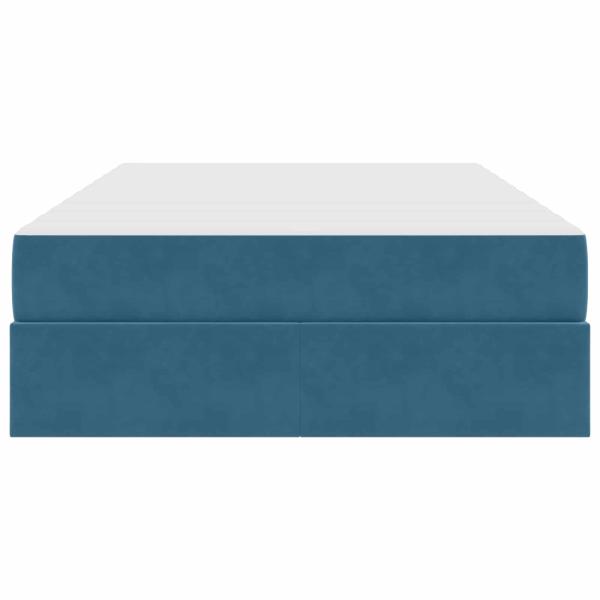 Aufbewahrungsbett mit Matratze Blau 120 x 190 cm Samt