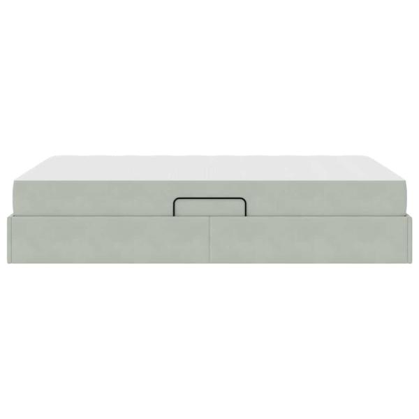 Aufbewahrungsbett mit Matratze Hellgrau 120 x 200 cm Samt