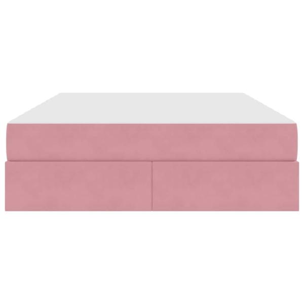Aufbewahrungsbett mit Matratze Rosa 140 x 190 cm Samt