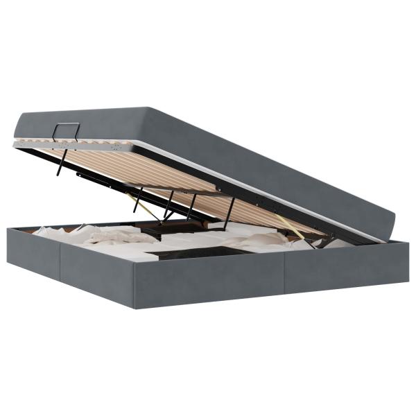 Aufbewahrungsbett mit Matratze Dunkelgrau 160 x 200 cm Samt