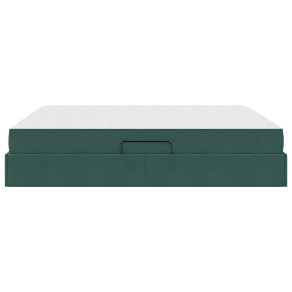 Aufbewahrungsbett mit Matratze Dunkelgrün 180 x 200 cm Samt