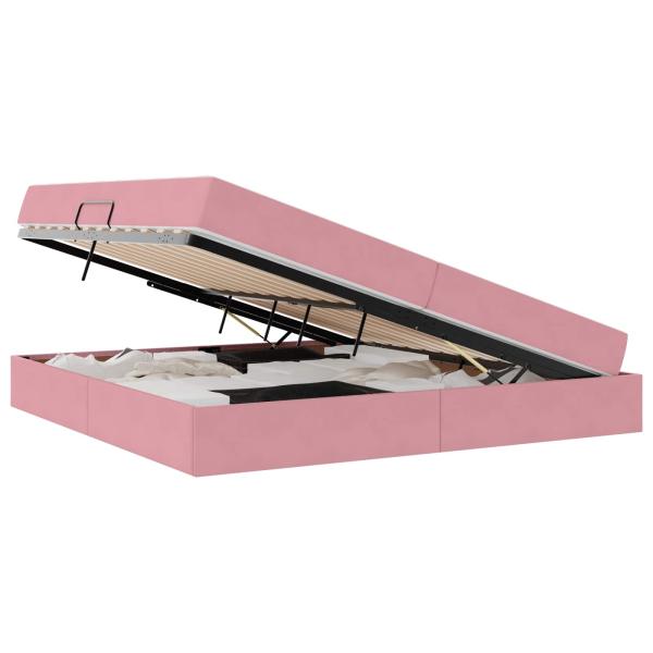 ARDEBO.de - Aufbewahrungsbett mit Matratze Rosa 200 x 200 cm Samt