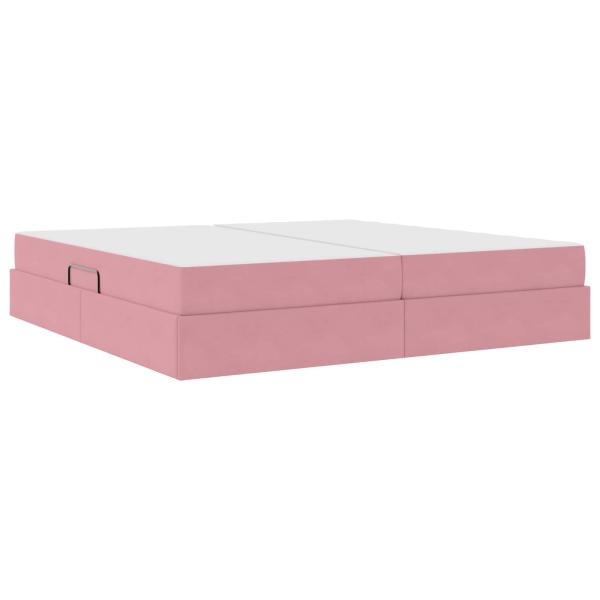 Aufbewahrungsbett mit Matratze Rosa 200 x 200 cm Samt