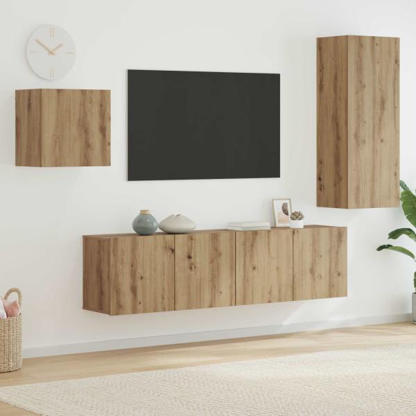 ARDEBO.de - TV-Schränk Wandmontiert 4 pcs Artisan-Eiche Holzwerkstoff