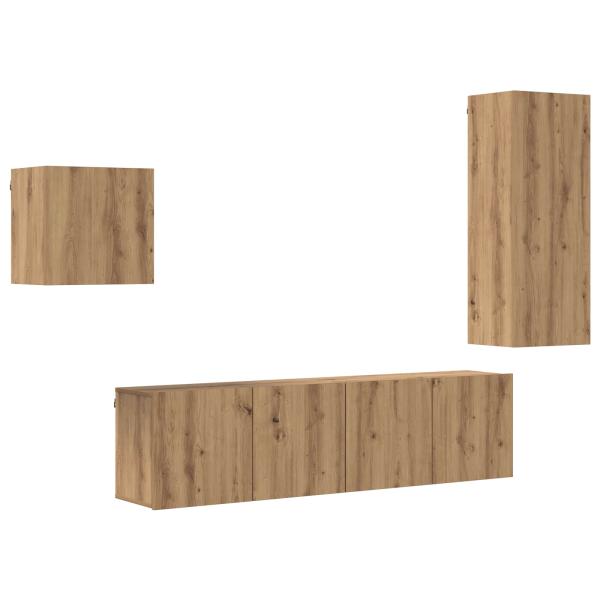 TV-Schränk Wandmontiert 4 pcs Artisan-Eiche Holzwerkstoff