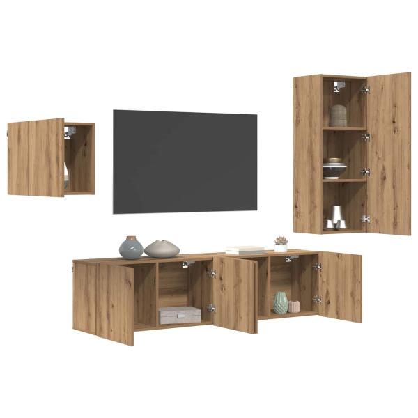 TV-Schränk Wandmontiert 4 pcs Artisan-Eiche Holzwerkstoff