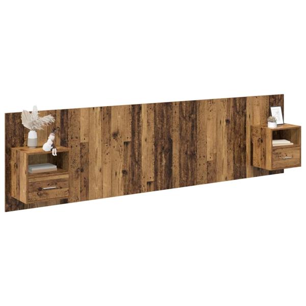 Kopfteil mit Schrank mit Schubladen 3 pcs Altholz Holzwerkstoff