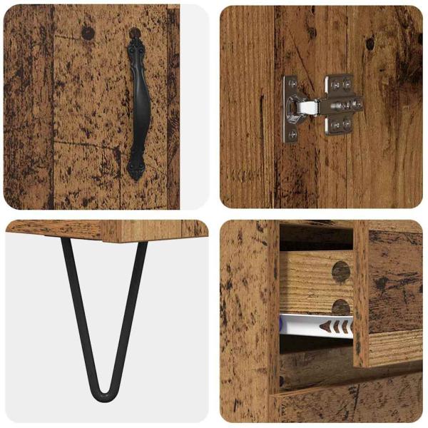 Highboard mit Schubladen 2 pcs Altholz Engineered Wood und Glas