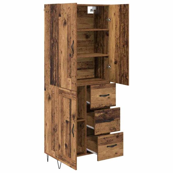 Highboard mit Schubladen 2 pcs Altholz Engineered Wood und Glas