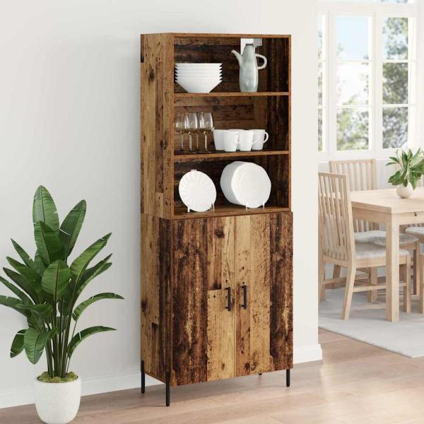 Highboard Altholz 69,5 x 32,5 x 180 cm Holzwerkstoff