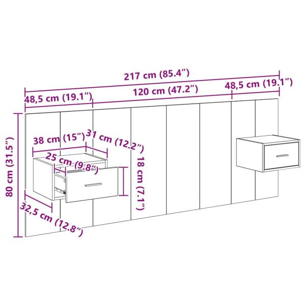 Kopfteil mit Schrank 3 Stk. Altholz Holzwerkstoff