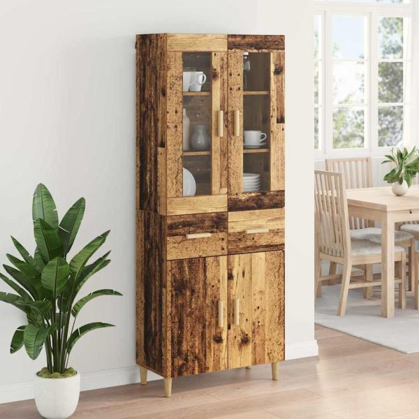 Highboard Altholz 69,5 x 34 x 180 cm Holzwerkstoff