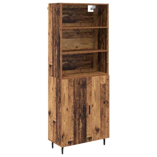 Highboard Altholz 69,5 x 34 x 180 cm Engineered Wood und Glas