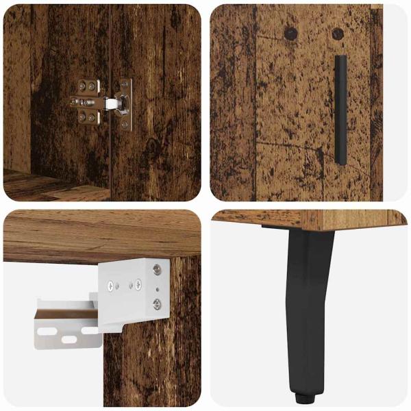 Highboard Altholz 69,5 x 34 x 180 cm Engineered Wood und Glas