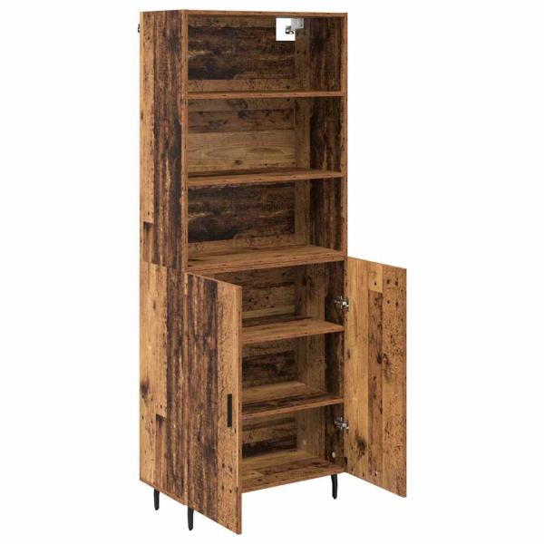 Highboard Altholz 69,5 x 34 x 180 cm Engineered Wood und Glas