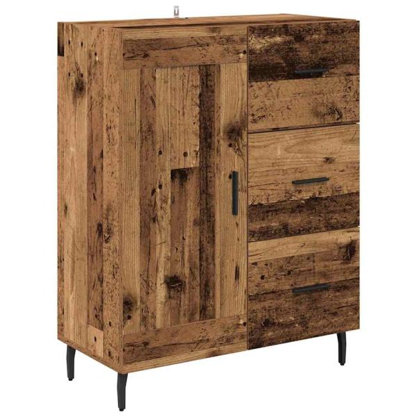 Highboard Altholz 69,5 x 34 x 180 cm Engineered Wood und Glas