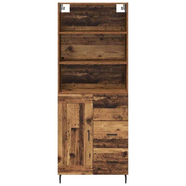 Highboard Altholz 69,5 x 34 x 180 cm Engineered Wood und Glas