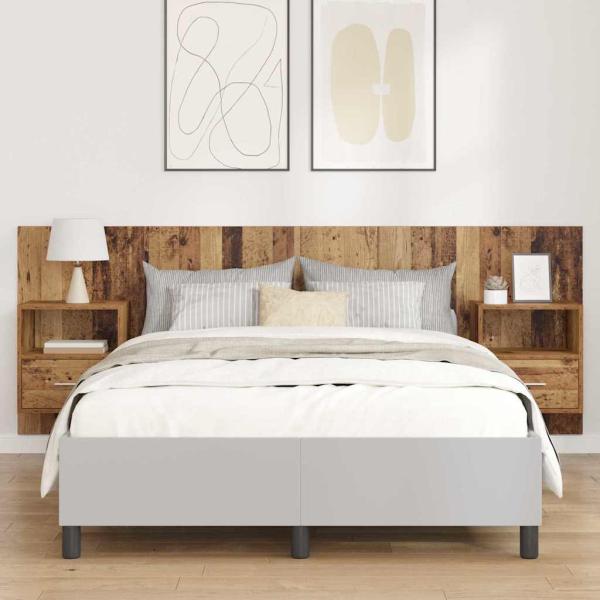 ARDEBO.de - Kopfteil mit Schrank mit Schubladen 3 pcs Altholz Holzwerkstoff