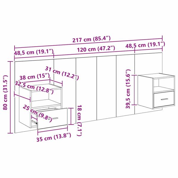 Kopfteil mit Schrank 3 Stk. Altholz Holzwerkstoff